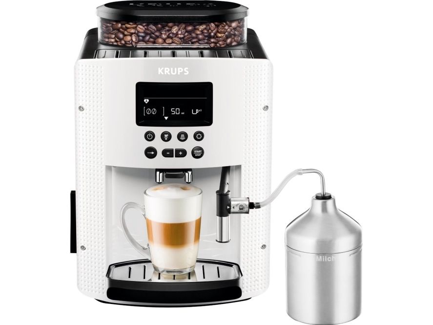 Krups EA 8161, Espressomaskine, 1,8 L, Kaffebønner, Malet kaffe, Indbygget kværn, 1450 W, Hvid billede 2