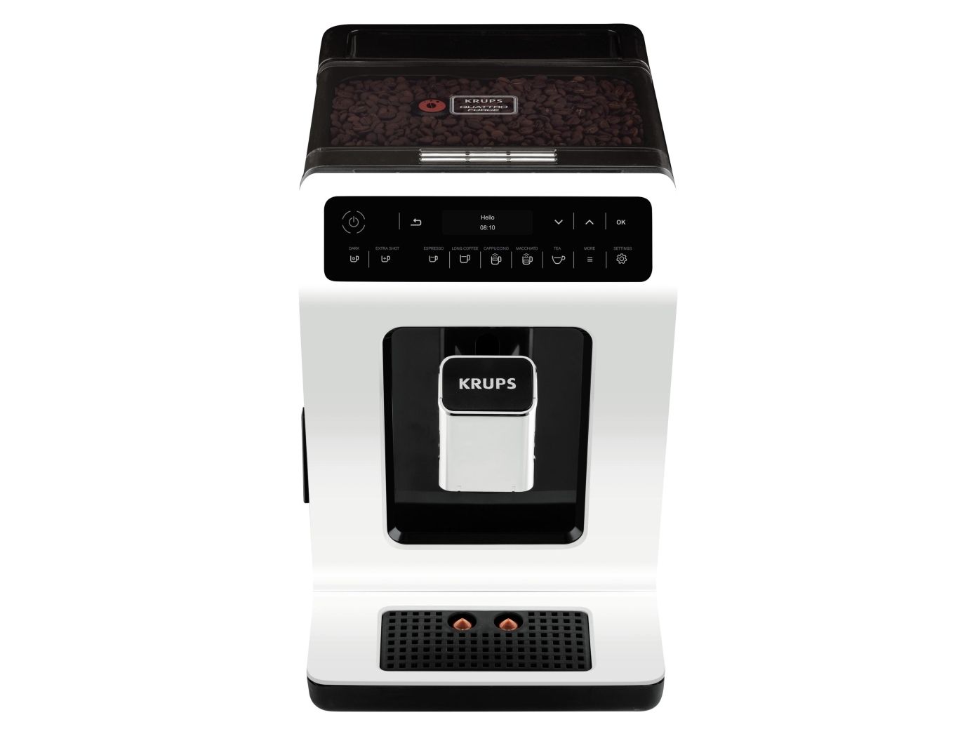 Krups Evidence EA8911, Espressomaskine, 2,3 L, Kaffebønner, Indbygget kværn, 1450 W, Sort, Hvid