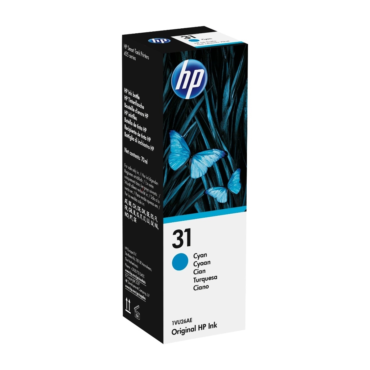 HP 31, cyan blækpatron 1vu26ae billede 1