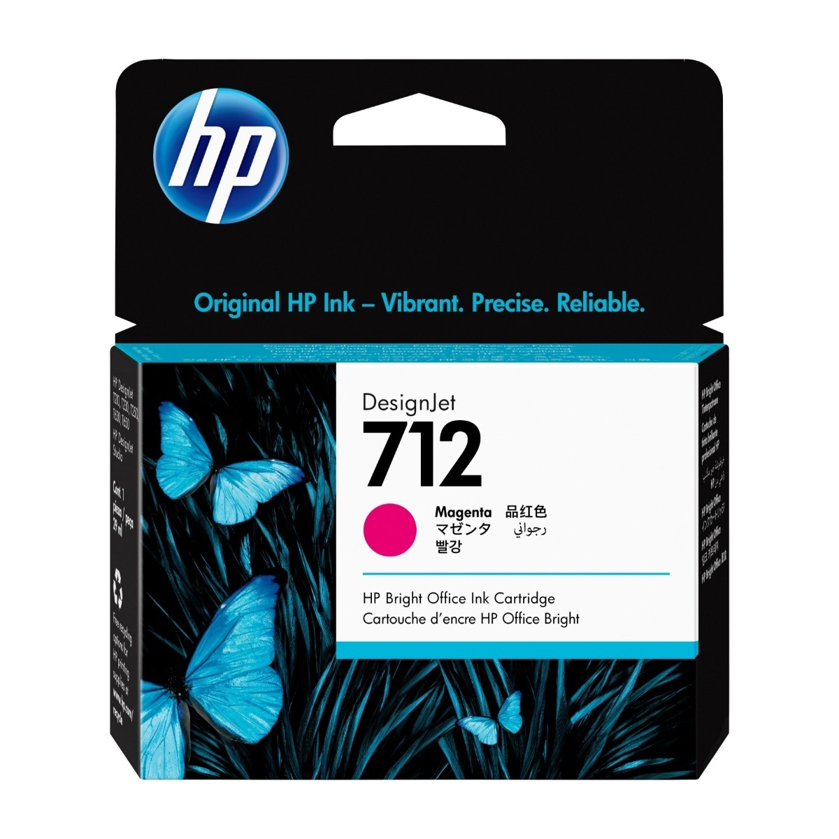 HP 712 1 stk Original blækpatron, magenta hp3ed68a billede 1