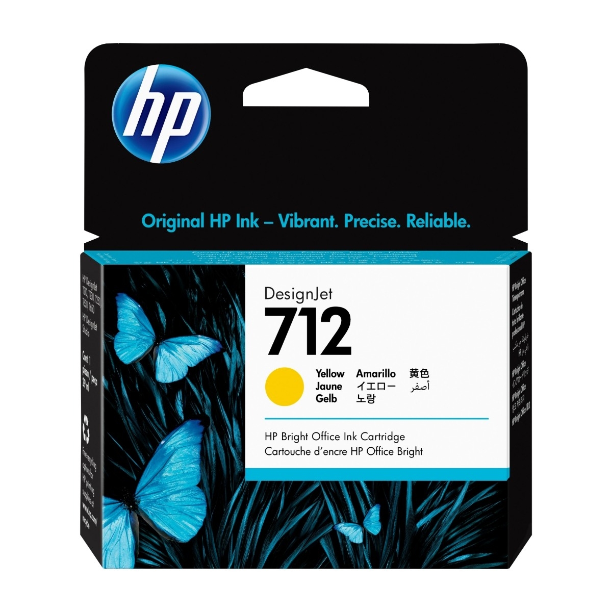 HP 712 1 stk Original blækpatron, gul hp3ed69a billede 1