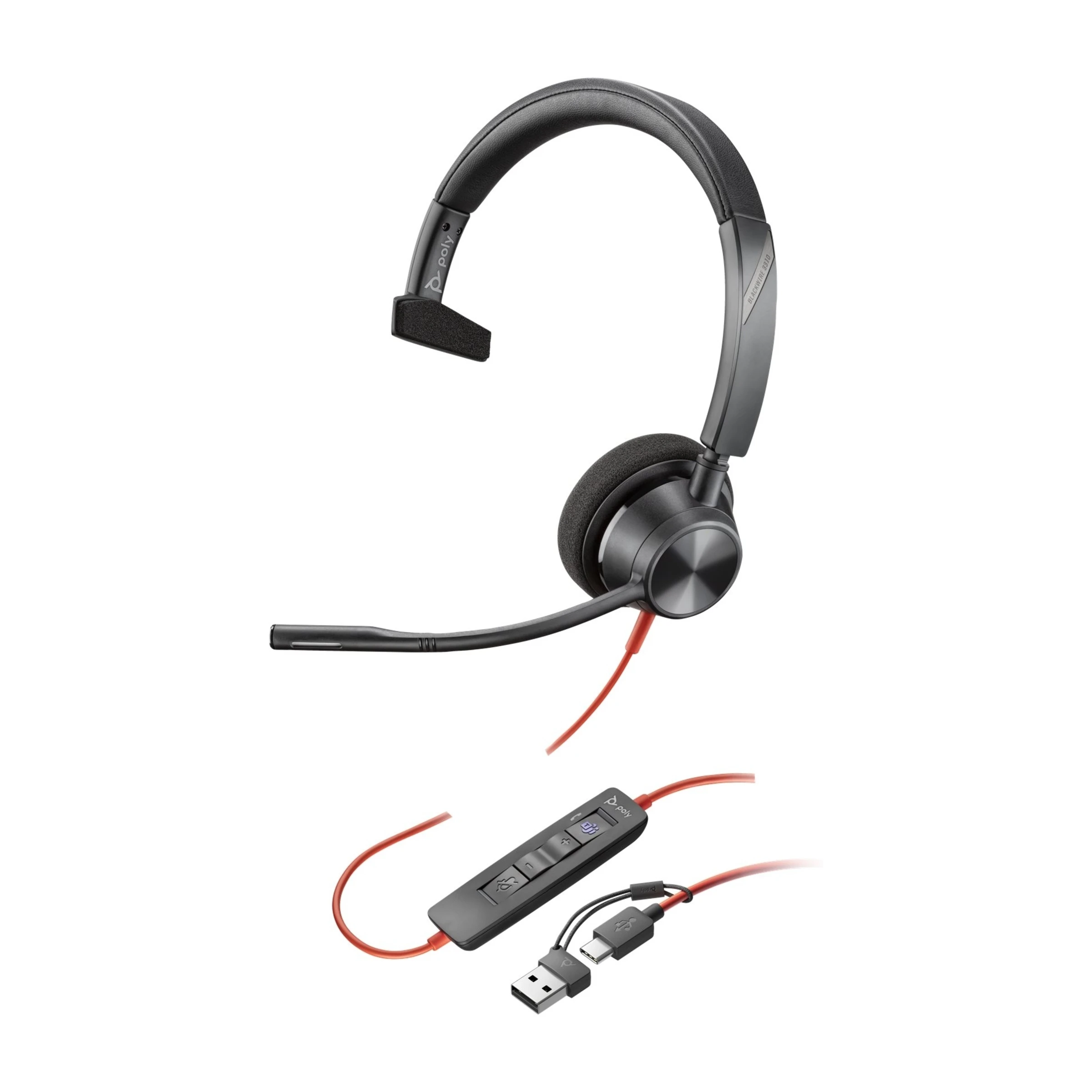HP Poly Blackwire 3310 Mono Teams USB-C headset, sort billede 2