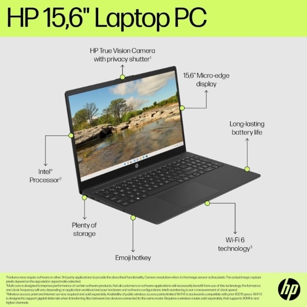 HP Laptop 15-fd0409no 15,6" bærbar pc, sort billede 3