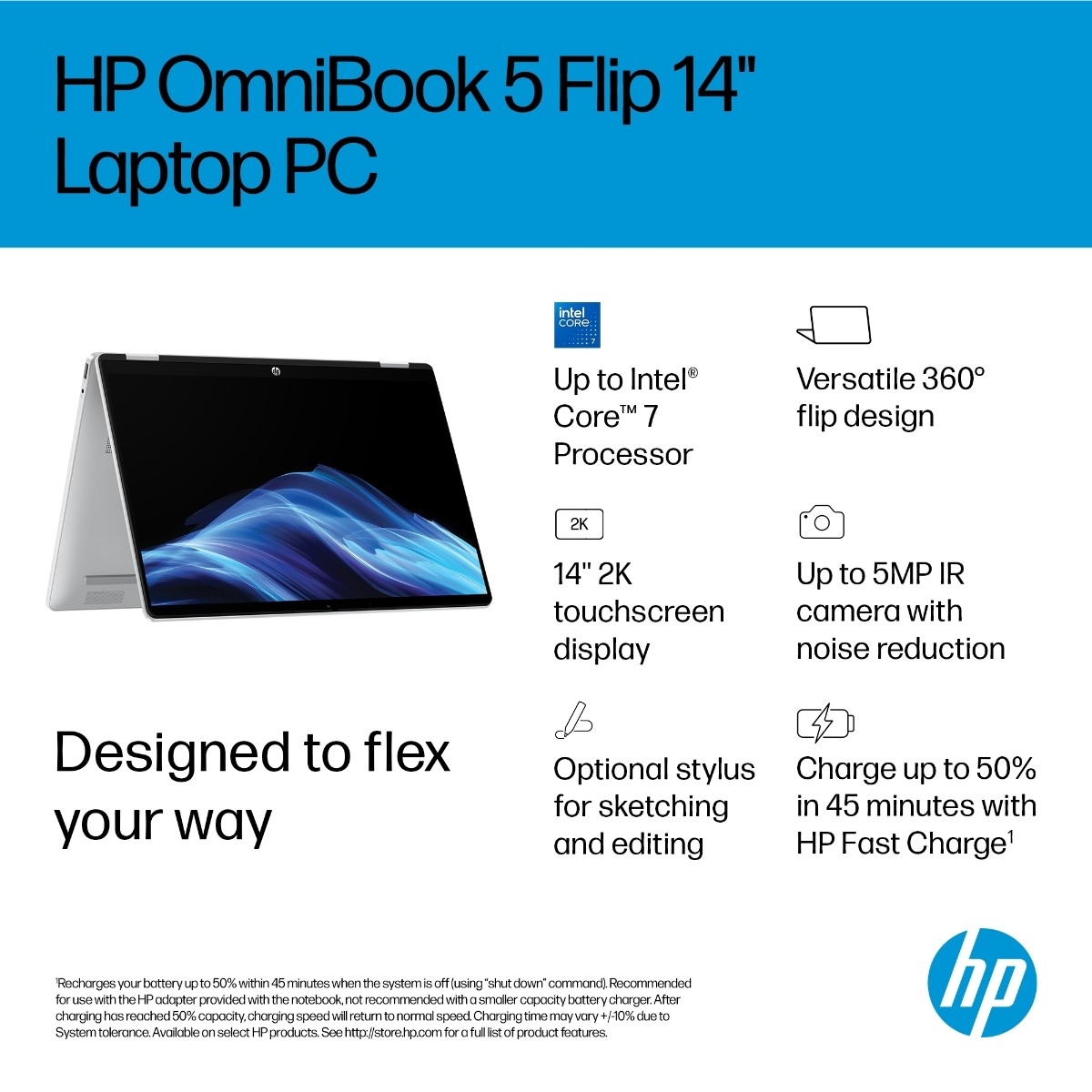 HP OmniBook 5 Flip 14-fp0453no 14" bærbar pc billede 3