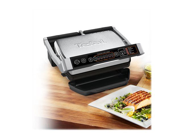 Tefal OptiGrill+ GC706D34 - Grill - elektrisk - 600 cm2 - rustfrit stål/sort