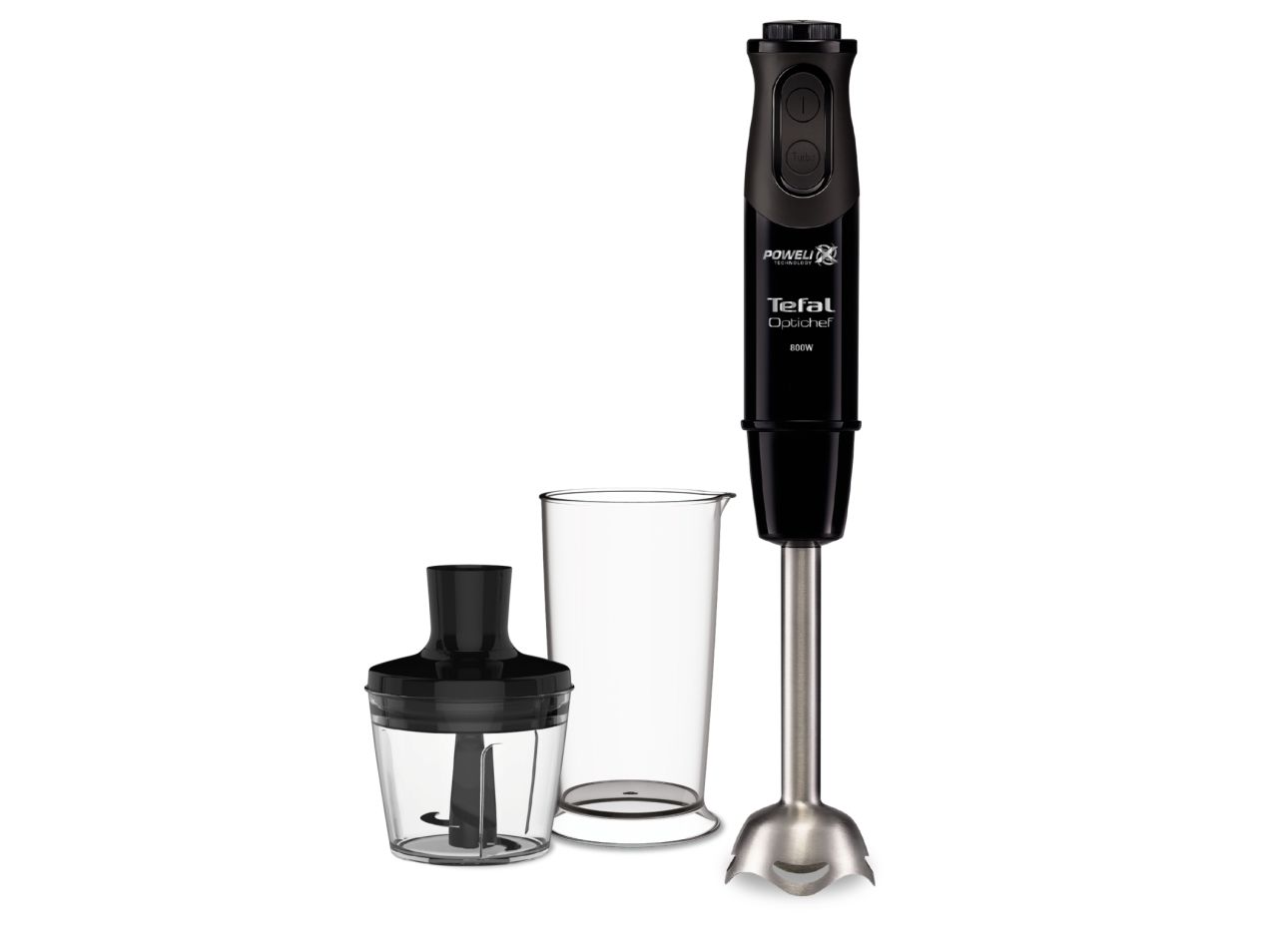 Tefal Optichef HB6418, Nedsænkning blender, 0,8 L, Impulsfunktion, 800 W, Sort, Grå billede 1