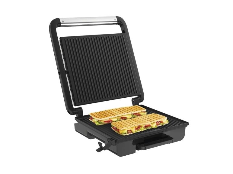 Tefal Inicio GC242D, Sort, Rustfrit stål, Rektangulær, Dreje, 740 cm², 28,8 x 25,8 mm, Hængslet låg billede 4