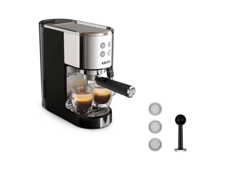 Krups Virtuoso XP444C10, Espressomaskine, 1 L, Malet kaffe, 1350 W, Rustfrit stål