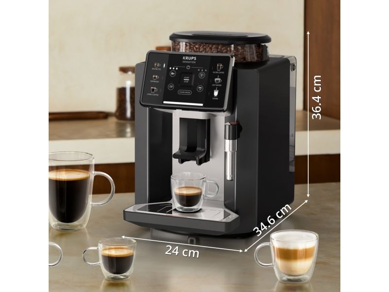 Krups Sensation C10 EA910A, Espressomaskine, 1,7 L, Kaffebønner, Indbygget kværn, 1450 W, Sort, Krom billede 3