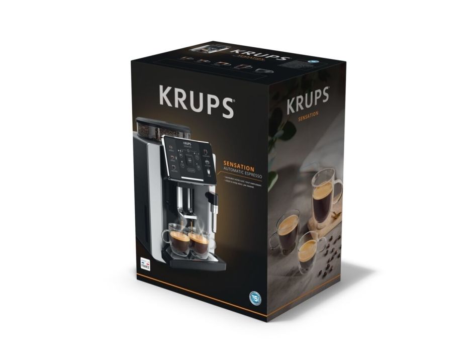 Krups Sensation C10 EA910A, Espressomaskine, 1,7 L, Kaffebønner, Indbygget kværn, 1450 W, Sort, Krom billede 2
