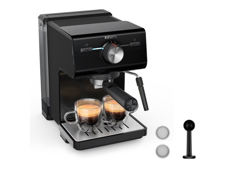 Krups Authentic XP381810, Espressomaskine, 2 L, Malet kaffe, Sort billede 2