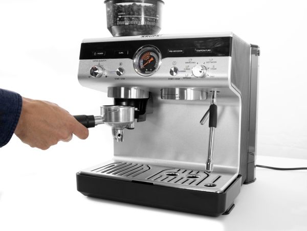 Krups Precision XP801T10, Espressomaskine, 3 L, Malet kaffe, Indbygget kværn, Sort, Rustfrit stål