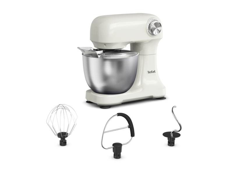 Tefal Bake Easy QB140AF0, 3,5 L, Hvid, Dreje, Slå, Mikse, 4 æg, Rustfrit stål