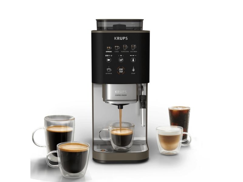 Krups SA403B, Espressomaskine, Kaffebønner, Indbygget kværn, Sort, Rustfrit stål