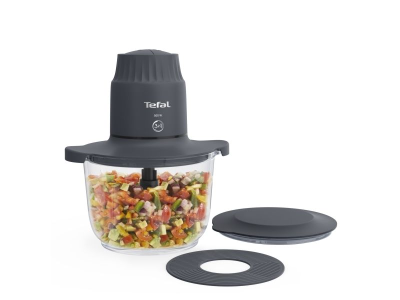 Tefal Choppeo MB603138, 2 L, Sort, Transparent, Glas, Rustfrit stål, 500 W, Vekselstrøm billede 1