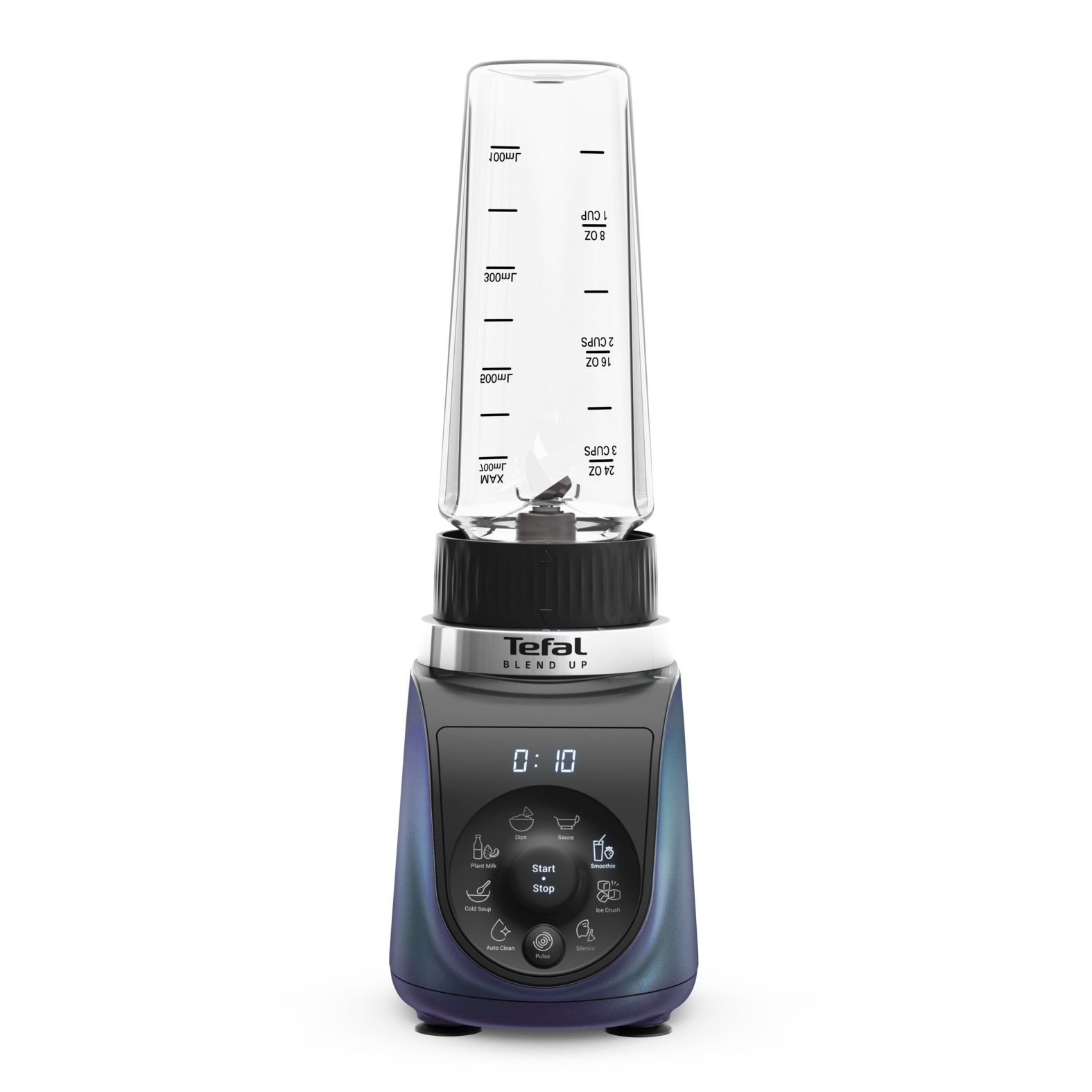 Tefal Blend Up BL19H4F0, Bordplade blender, 0,85 L, Impulsfunktion, Knusning af is, 1000 W, Blå, Transparent billede 2