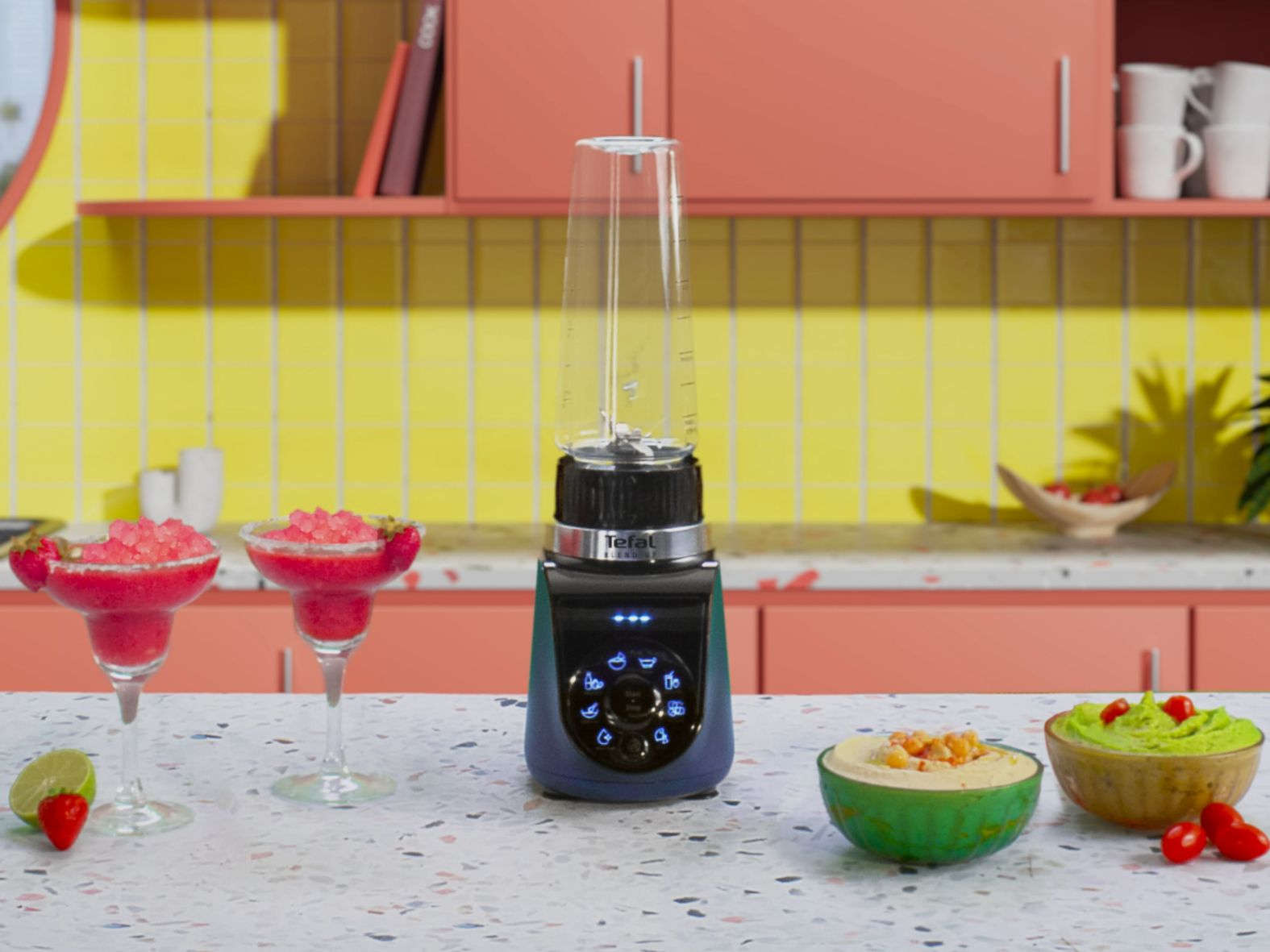 Tefal Blend Up BL19H4F0, Bordplade blender, 0,85 L, Impulsfunktion, Knusning af is, 1000 W, Blå, Transparent billede 3