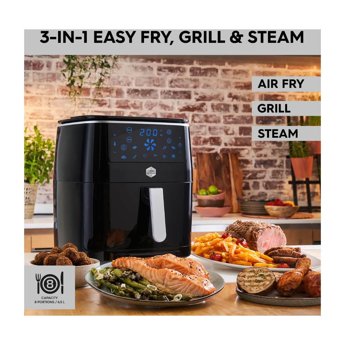 OBH FW2018S0 Easy Fry & Grill 3 i 1 Steam+ billede 4