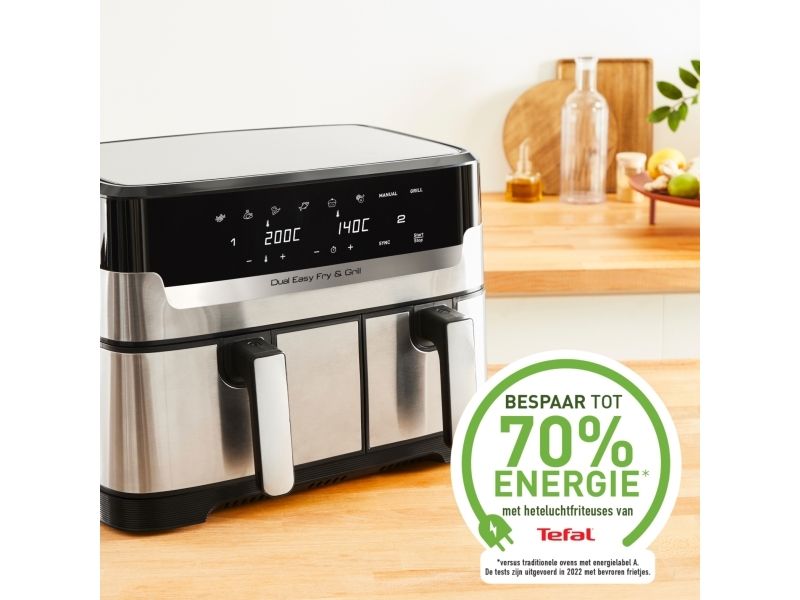 Tefal Dual Easy Fry & Grill EY905D10 - double hot air fryer - stainless steel