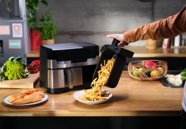 Tefal Dual Easy Fry & Grill EY905D10 - double hot air fryer - stainless steel