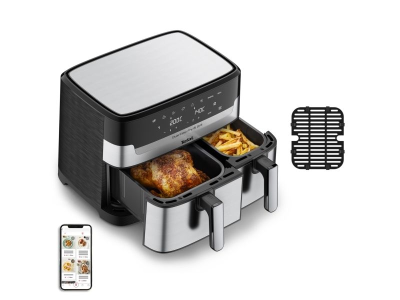 Tefal Dual Easy Fry & Grill EY905D10 - double hot air fryer - stainless steel
