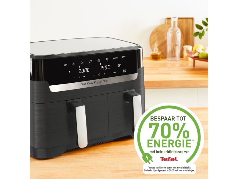 Karšto oro gruzdintuvė Tefal Dual Easy Fry & Grill EY905B, 2700 W, 2 krepšeliai (5,2 litro + 3,1 litro)