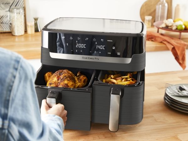 Karšto oro gruzdintuvė Tefal Dual Easy Fry & Grill EY905B, 2700 W, 2 krepšeliai (5,2 litro + 3,1 litro)