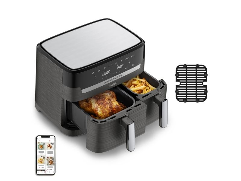 Karšto oro gruzdintuvė Tefal Dual Easy Fry & Grill EY905B, 2700 W, 2 krepšeliai (5,2 litro + 3,1 litro)