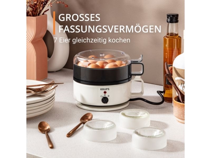 Krups EG 230115, 7 æg, Plast, Dreje, Hvid, 187 mm, 134 mm