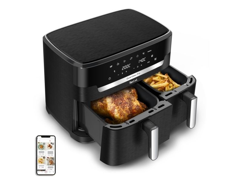 Tefal Easy Fry Dual XXL EY9428E0, Varmluftsteger, 11 L, 40 °C, 220 °C, 10 person(er), Dobbelt