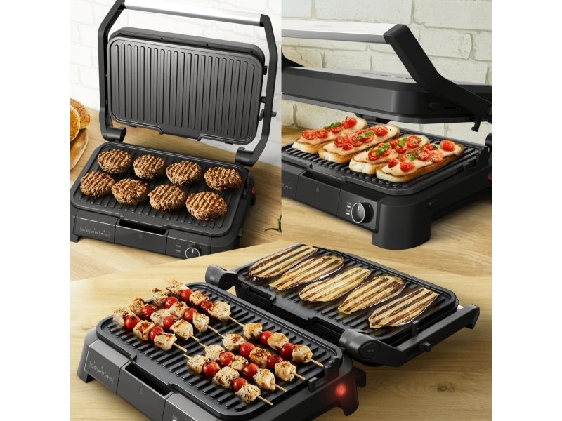 Tefal SuperGrill 3-in-1 XL GC520DE0, Sort, Rustfrit stål, Termoplast, Rektangulær, Dreje, Grid, 800 cm² billede 3