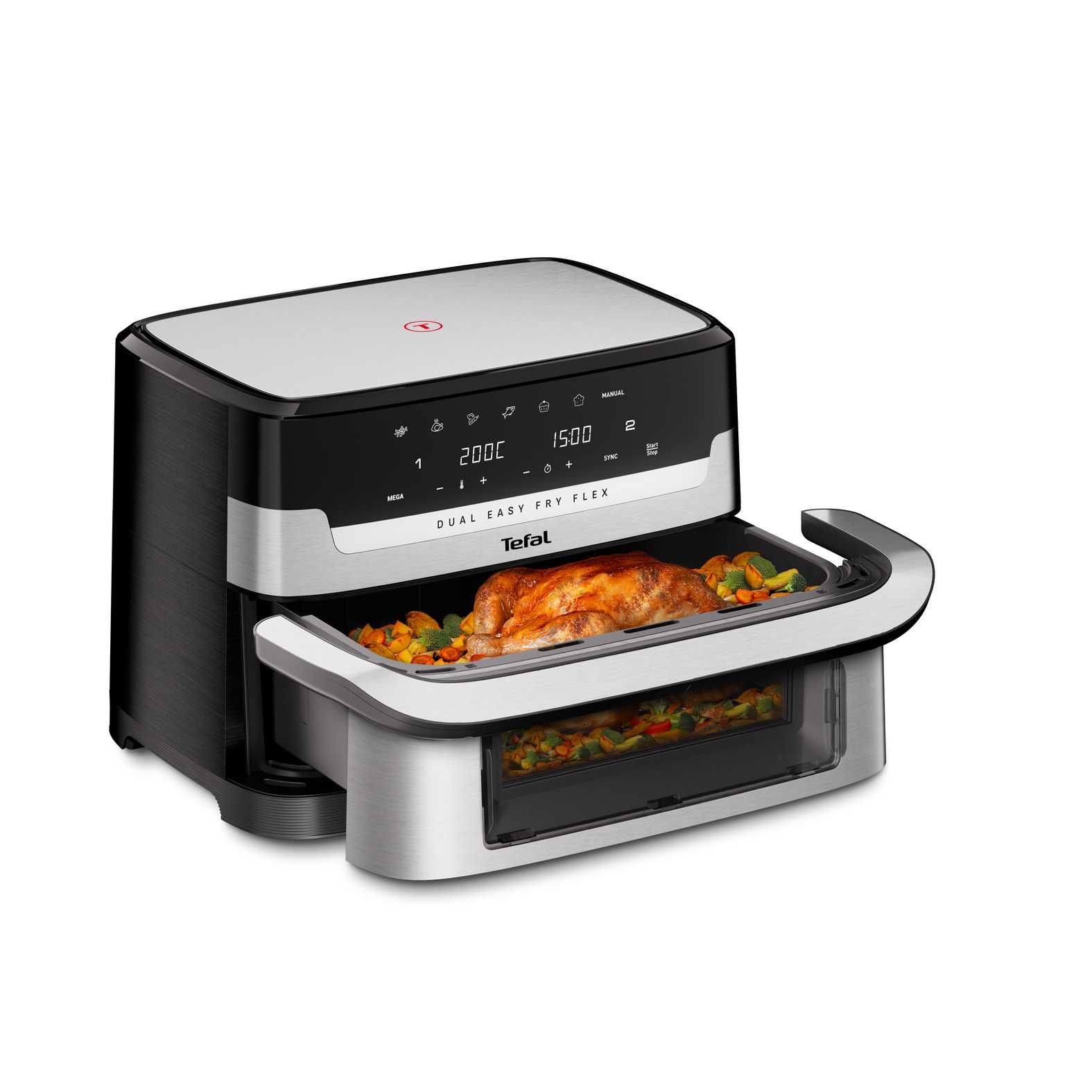 Tefal Dual Easy Fry Flex EY922D, Varmluftsteger, 9 L, 1,7 kg, 40 °C, 200 °C, 8 person(er) billede 1