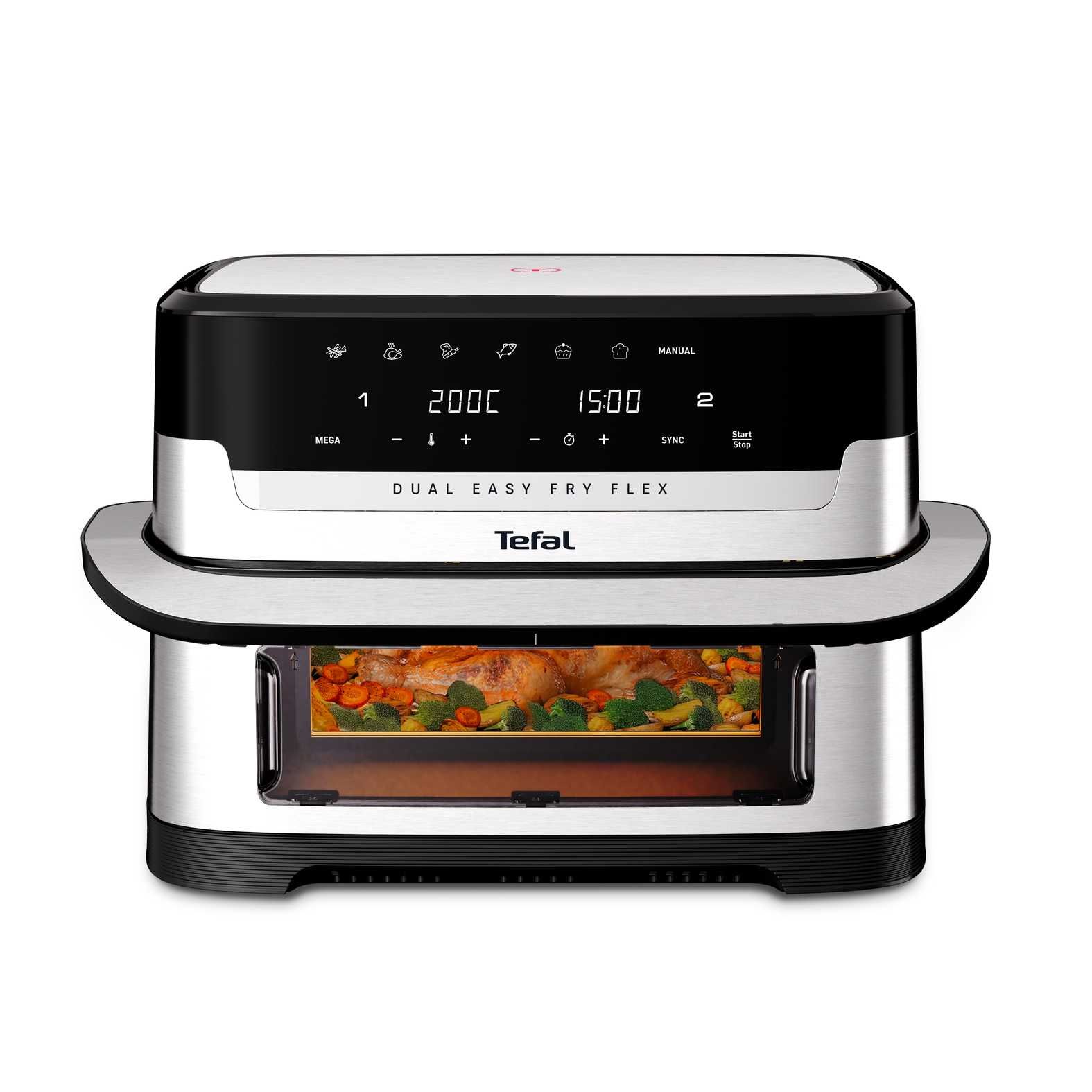 Tefal Dual Easy Fry Flex EY922D, Varmluftsteger, 9 L, 1,7 kg, 40 °C, 200 °C, 8 person(er) billede 2
