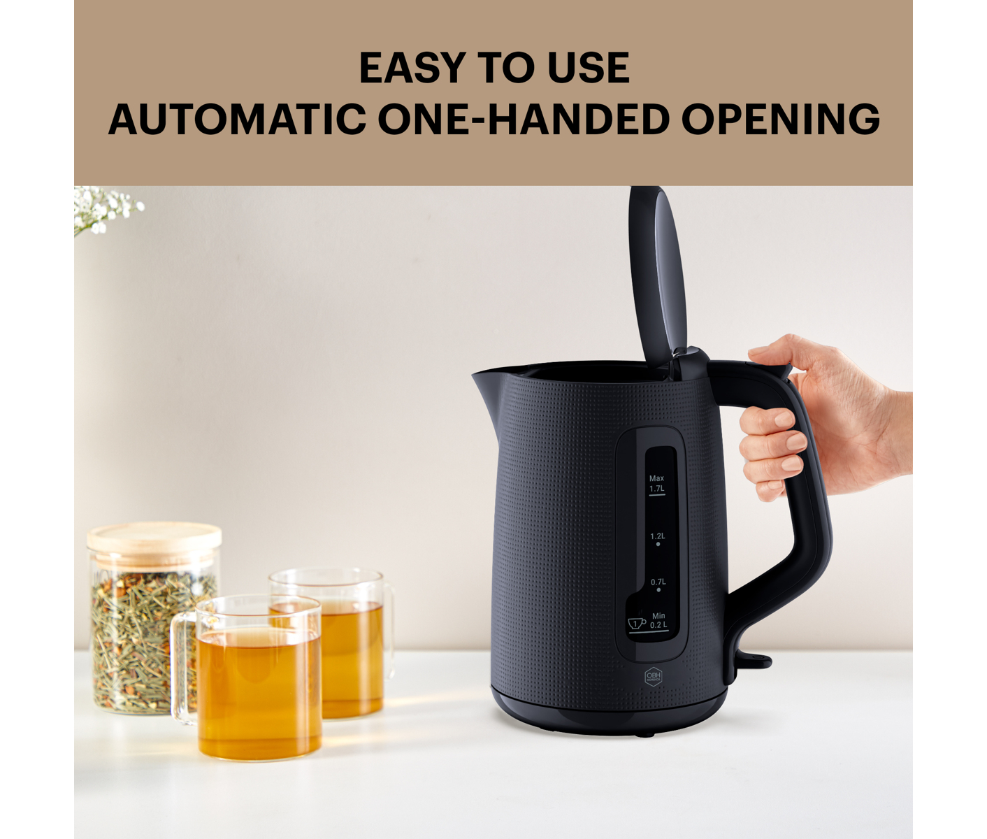 Obh Morning Kettle 1,7l Black Elkedel billede 6