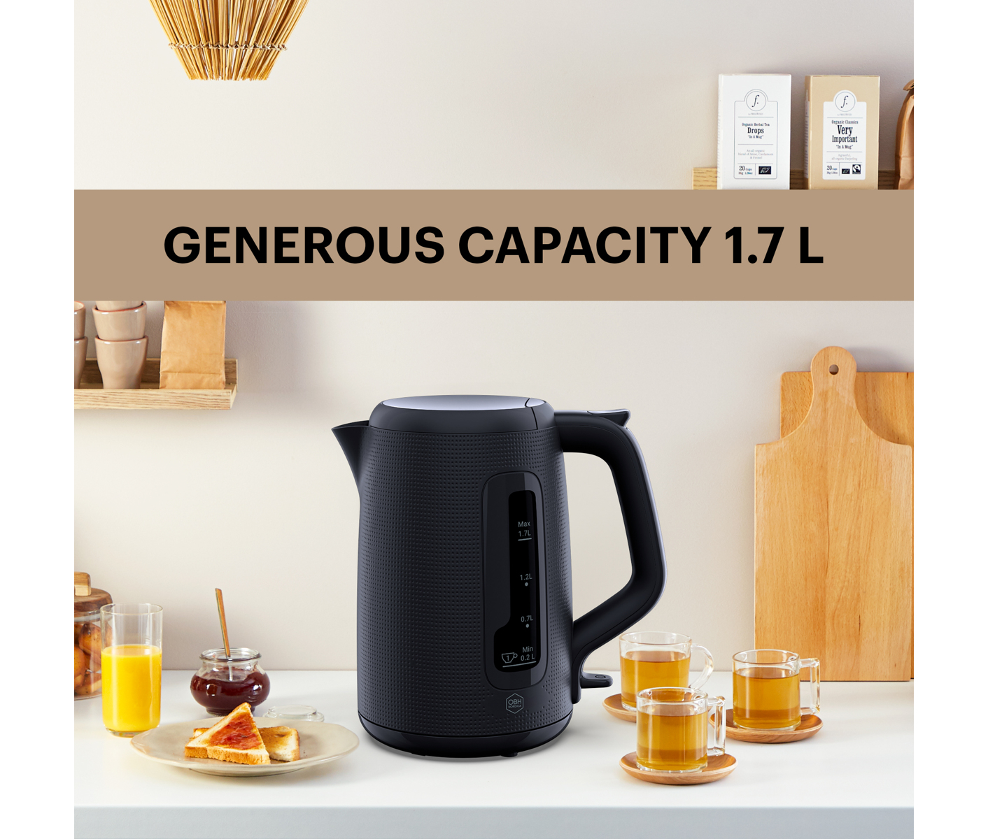 Obh Morning Kettle 1,7l Black Elkedel billede 3