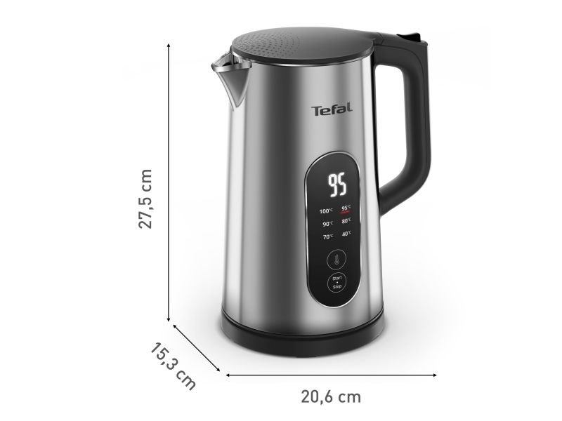 Tefal Selection KI871DE0, 1,7 L, 1500 W, Sort, Rustfrit stål, Rustfrit stål, Justerbar termostat, Vandmåler billede 4
