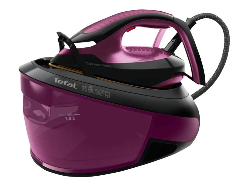 Tefal Express Vision SV8152E0 - Dampstrygejern - såleplade: Durilium AirGlide Autoclean - 2800 W - sort/lilla billede 1