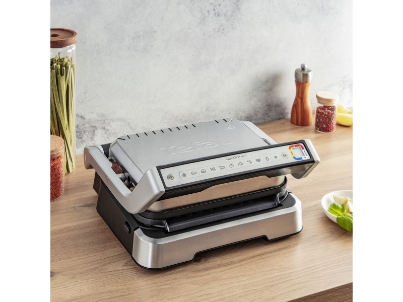 Tefal OptiGrill 4in1 GC774D, Rustfrit stål, Metal, Rektangulær, Knapper, 600 cm², 30 x 20 mm