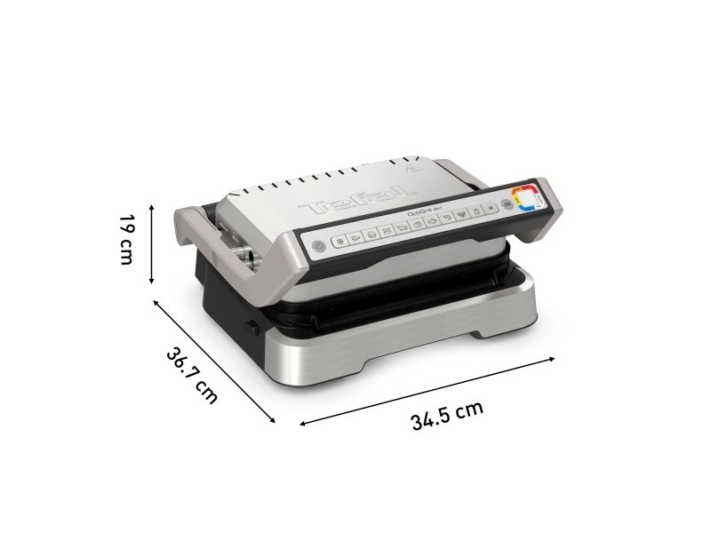 Tefal OptiGrill 2in1 GC773D10, Rustfrit stål, Metal, Rektangulær, Knapper, Dreje, Stegeplade, 600 cm² billede 1