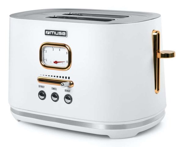 Muse MS-130 W, 2 skive(r), Messing, Hvid, Rustfrit stål, Knapper, Niveau, 1000 W, 220 - 240 V