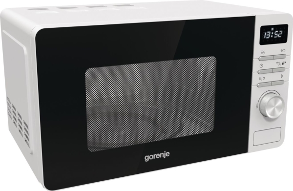 Gorenje MO20A3W, Bordplade, Solo mikroovn, 20 L, 800 W, Indbygget skærm, Knapper, Dreje