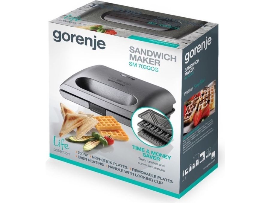 Gorenje Life Collection SM703GCG - Toast maskine / vaffelbager / grill - 700 W