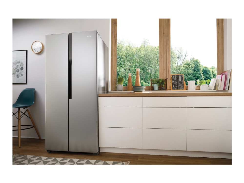 Gorenje NRS8182KX - Køleskab/fryser - side-by-side - bredde: 83.2 cm - dybde: 62.3 cm - højde: 177.7 cm - 441 liter - Klasse E
