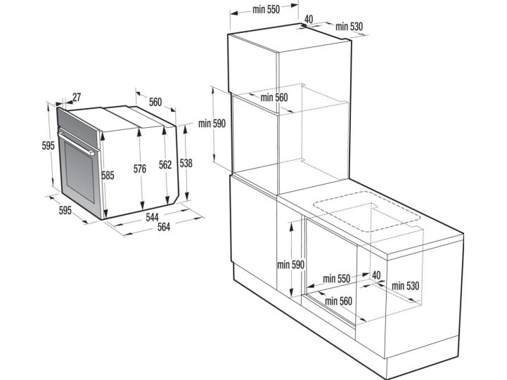 Gorenje Essential BOS6737E13X - Ovn - med dampfunktion - til indbygning - niche - bredde: 56 cm - dybde: 55 cm - højde: 59 cm - med selv-rengøring - Klasse A - rustfrit stål billede 4