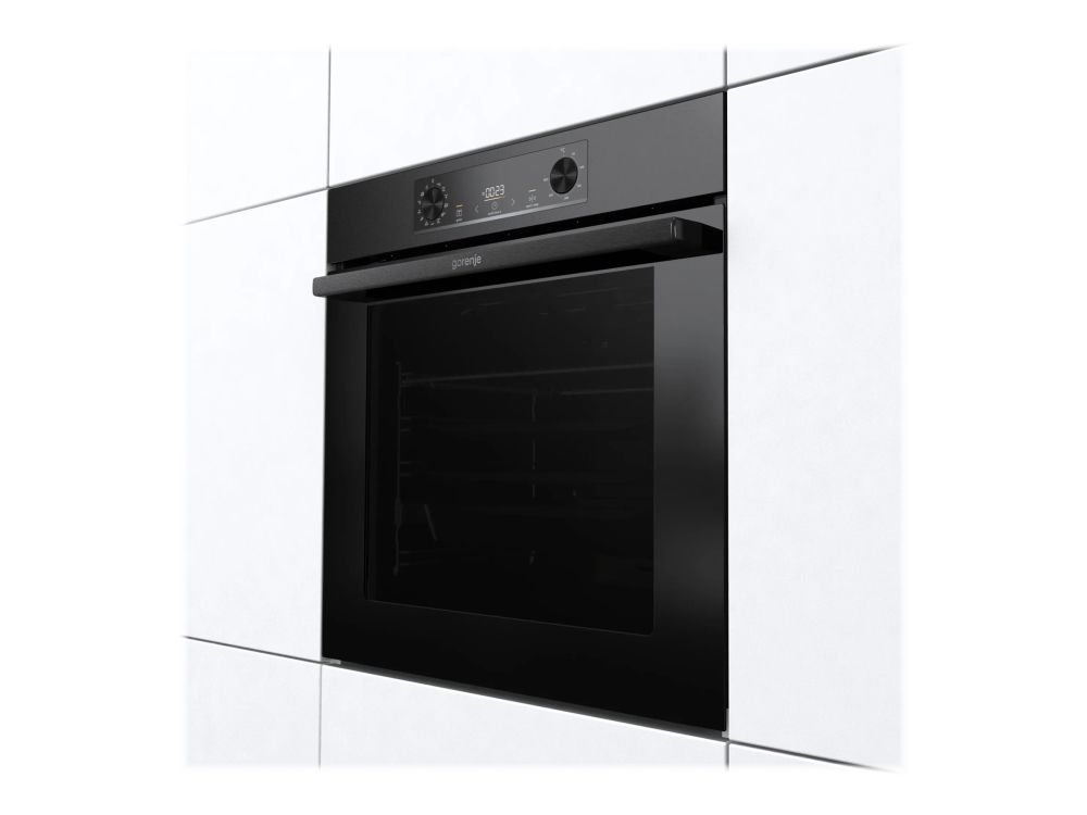 Gorenje Essential BPS6737E07B - Ovn - med dampfunktion - til indbygning - niche - bredde: 56 cm - dybde: 55 cm - højde: 59 cm - med selv-rengøring - Klasse A+ - sort