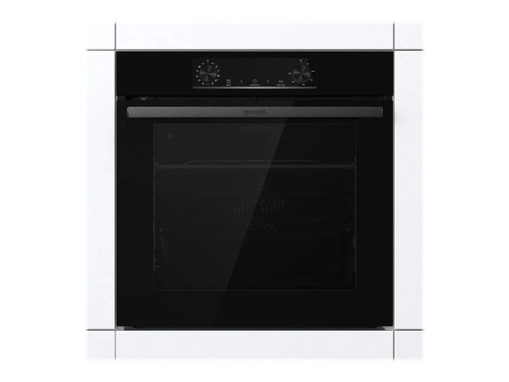 Gorenje Essential BPS6737E07B - Ovn - med dampfunktion - til indbygning - niche - bredde: 56 cm - dybde: 55 cm - højde: 59 cm - med selv-rengøring - Klasse A+ - sort
