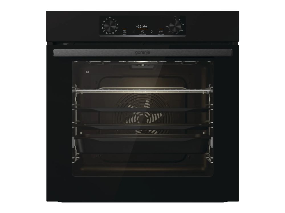 Gorenje Essential BPS6737E07B - Ovn - med dampfunktion - til indbygning - niche - bredde: 56 cm - dybde: 55 cm - højde: 59 cm - med selv-rengøring - Klasse A+ - sort