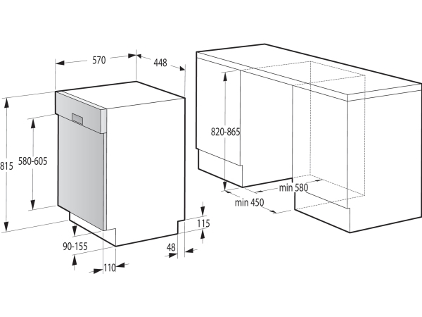 Gorenje 3838782574443 - Opvaskemaskine - Sort, Sølv