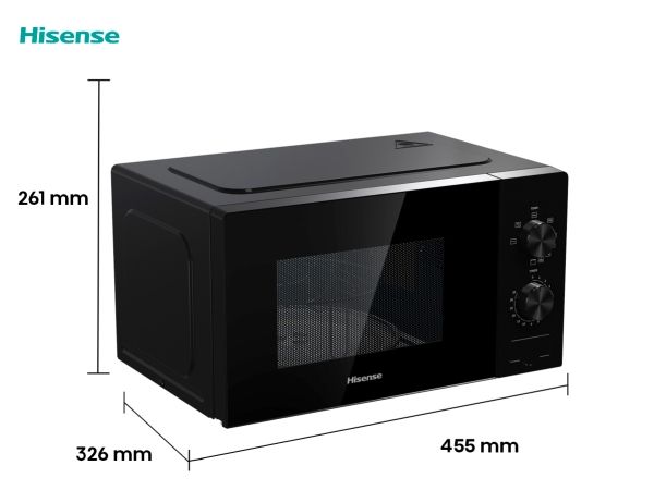 Hisense H20MOBP1, Bordplade, Solo mikroovn, 20 L, 700 W, Dreje, Sort billede 3
