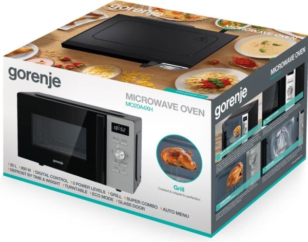 Gorenje MO20A4XH, Bordplade, Kombination mikroovn, 20 L, 800 W, Indbygget skærm, Knapper billede 4